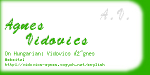 agnes vidovics business card